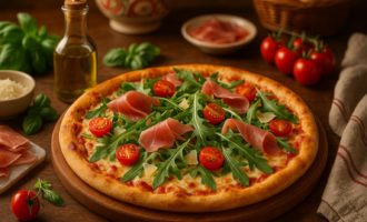 Пицца с рукколой и прошутто