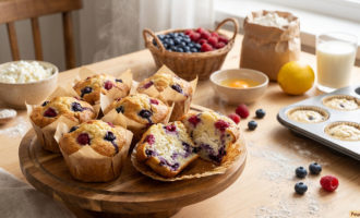 Маффины с творогом и фруктами