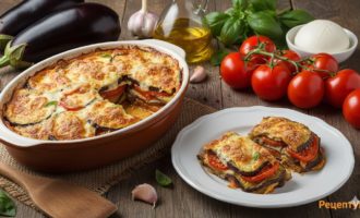 Запеченные баклажаны с помидорами и сыром
