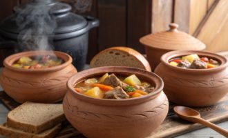 Жаркое из свинины в горшочках