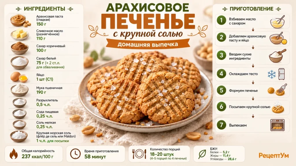 Арахисовое печенье с крупной солью: домашний рецепт