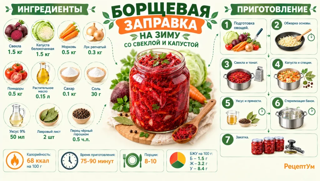 Борщевая заправка из свеклы  капусты