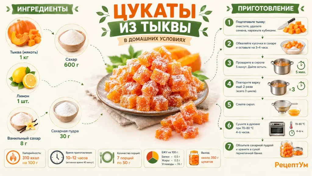 Домашние цукаты из тыквы в духовке
