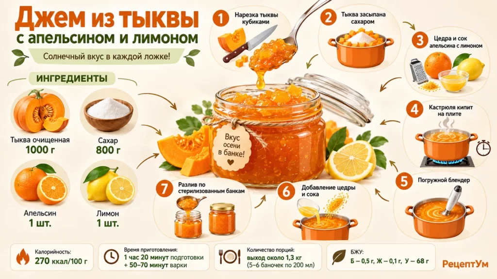 Джем из тыквы с апельсином и лимоном