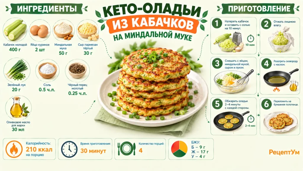 Кето-оладьи из кабачков на миндальной муке