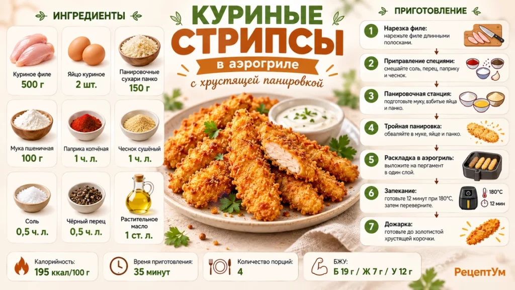 Куриные стрипсы в аэрогриле за 35 минут