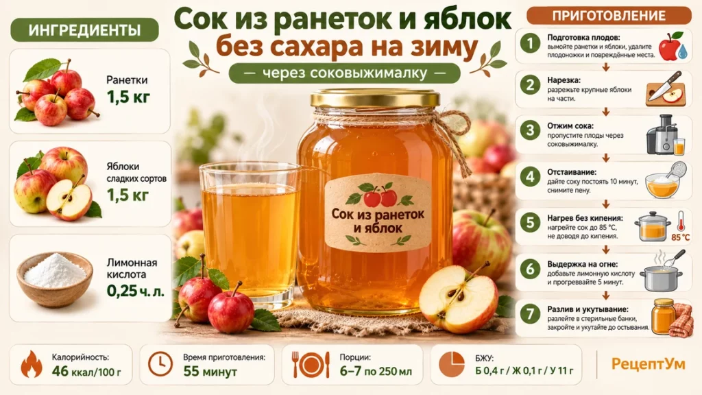 Сок из ранеток и яблок на зиму