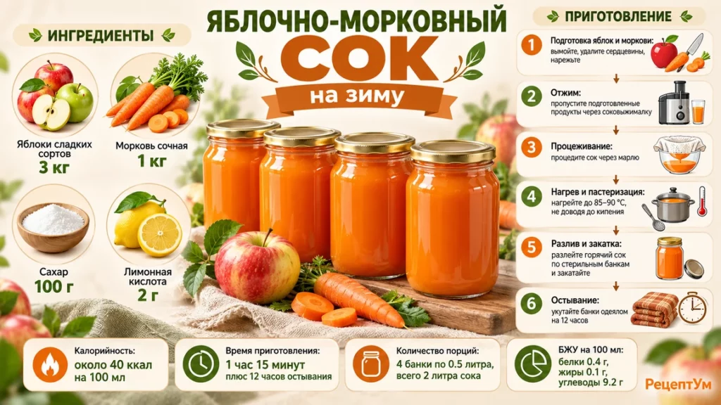 Яблочно-морковный сок в домашних условиях
