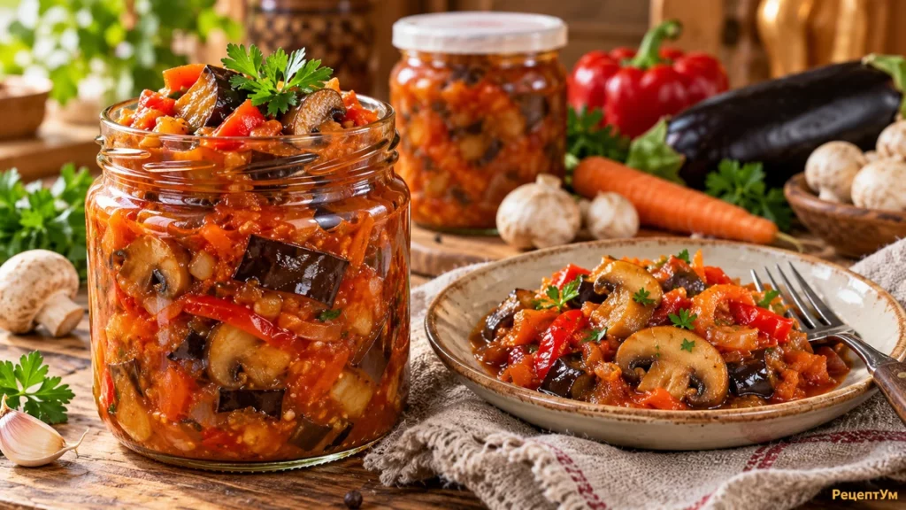 баклажаны с грибами 