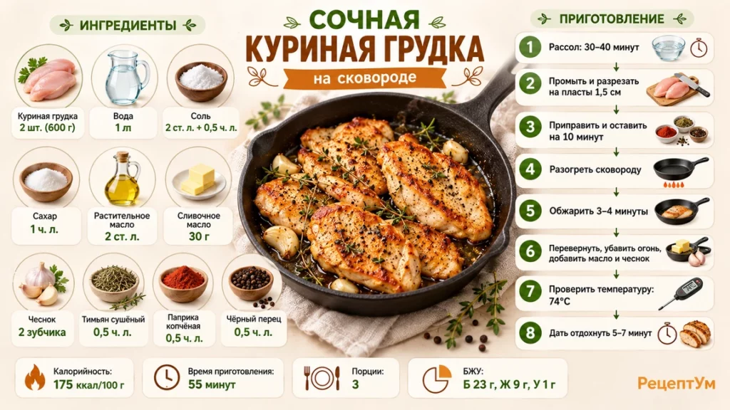 Сочная куриная грудка на сковороде