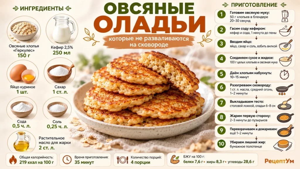 Оладьи из овсянки на кефире