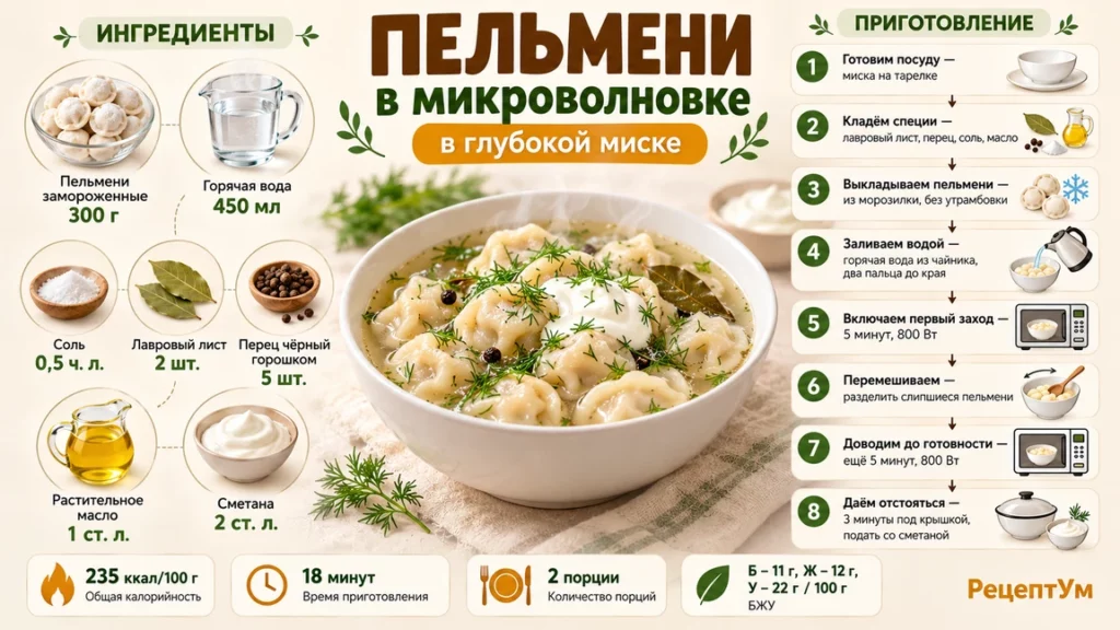 Пельмени в микроволновке: инфографика