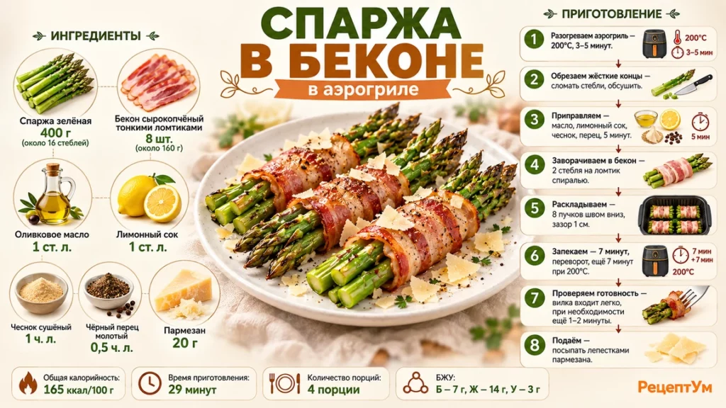 Спаржа в аэрогриле с беконом